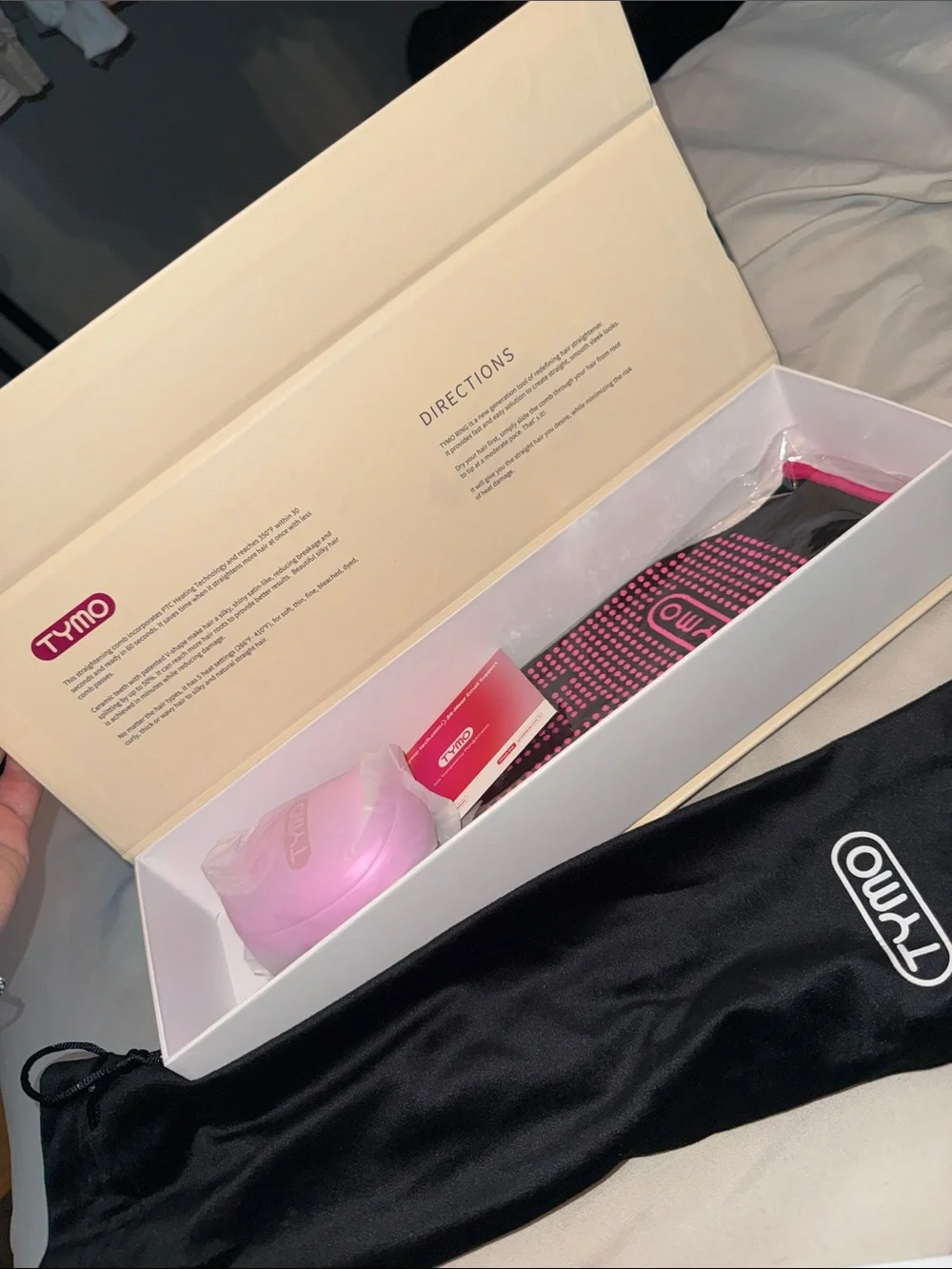 TYMO Ring Hair Straightening Comb in Black & Pink